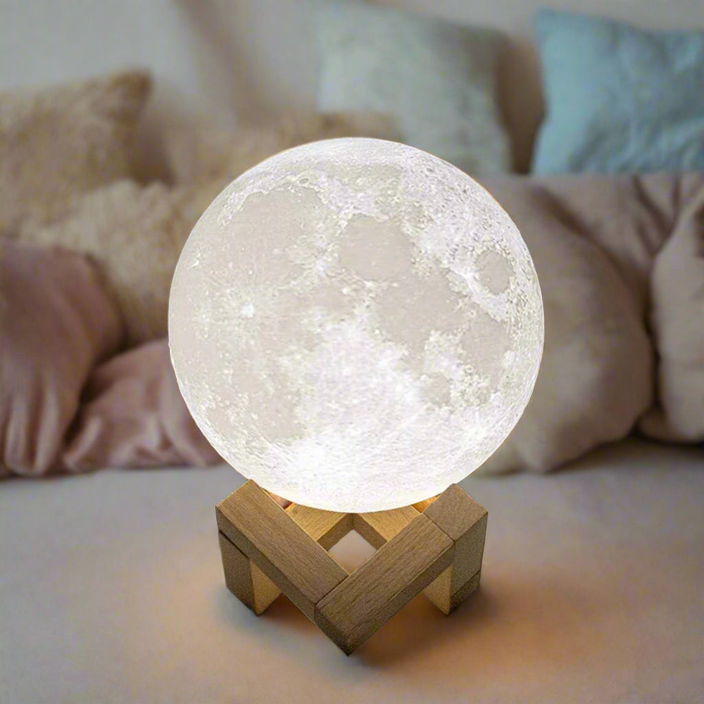 D5 8Cm Moon Lamp LED Night Light Battery Powered with Stand Starry Lamp Bedroom Decor Night Lights Kids Gift Moon Lamp Xmas Gift